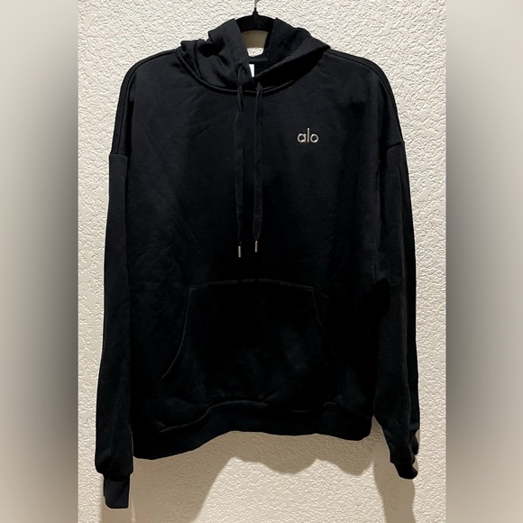 Alo Yoga NWOT Accolade Hoodie Black Size M oversized Unisex - Picture 6 of 10